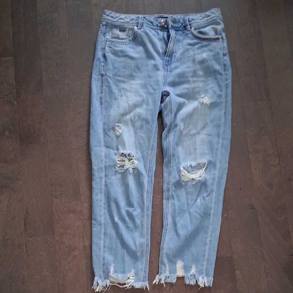 Only Light Blue Distressed Ankle Jeans